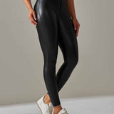 Lederhose mit Tasche hoher Taille