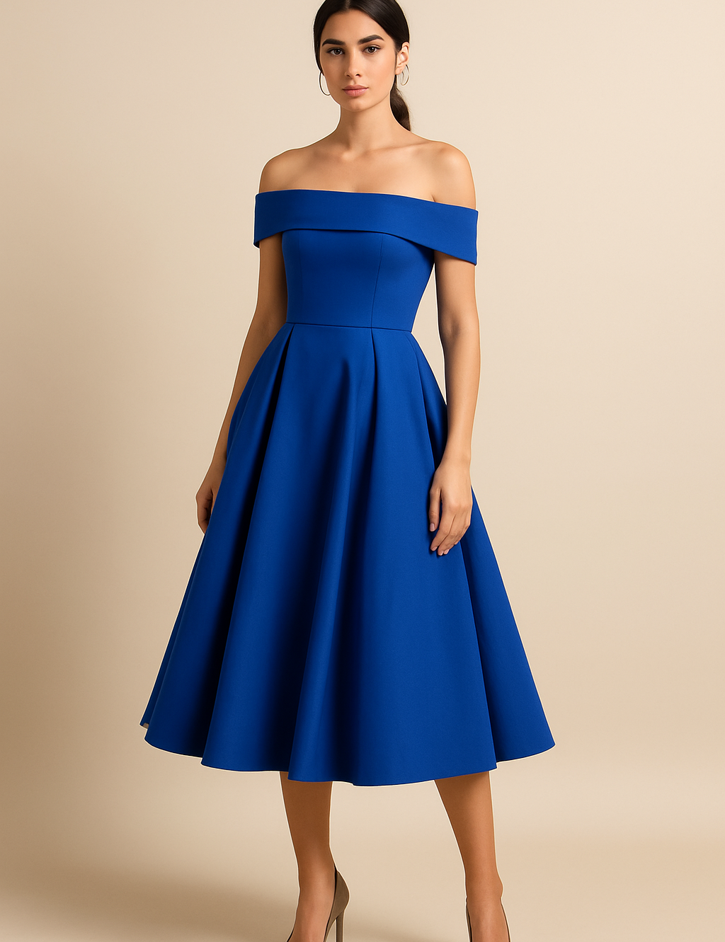 HERBERGER | Damen Schulterfreies A-Linien Kleid, Atmungsaktiv und Stilvoll