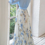 Wunderschönes Maxikleid mit Blumenmuster und V-Ausschnitt