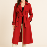 HERBERGER | Eleganter Damen Trenchcoat lang mit Bindegürtel und Knopfleiste