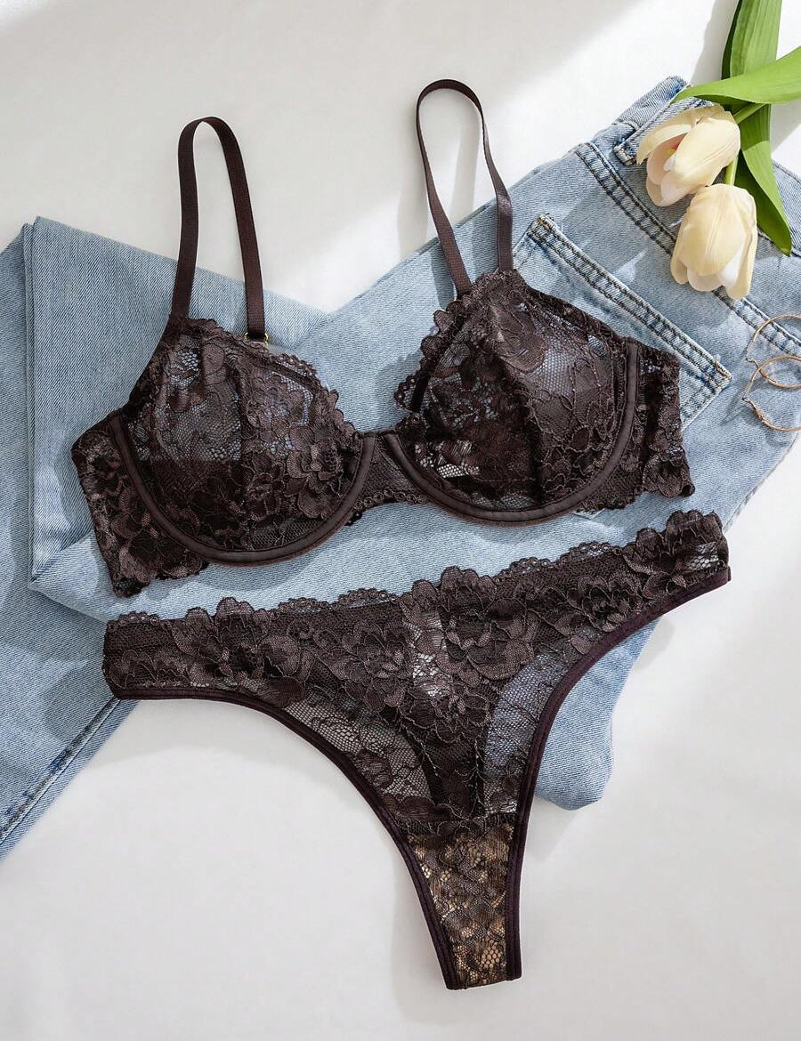 Damen Unterwäsche-Set aus bequemer, drahtloser Spitze