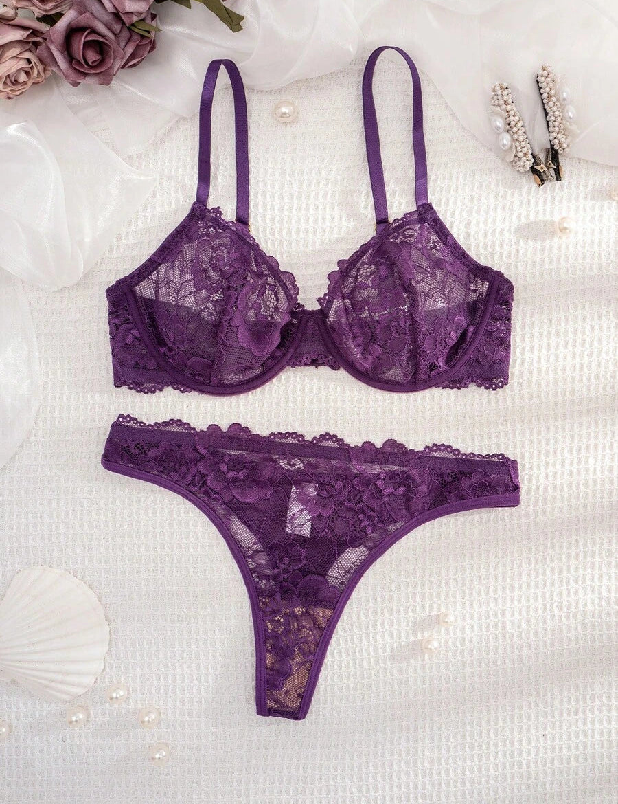 Damen Unterwäsche-Set aus bequemer, drahtloser Spitze