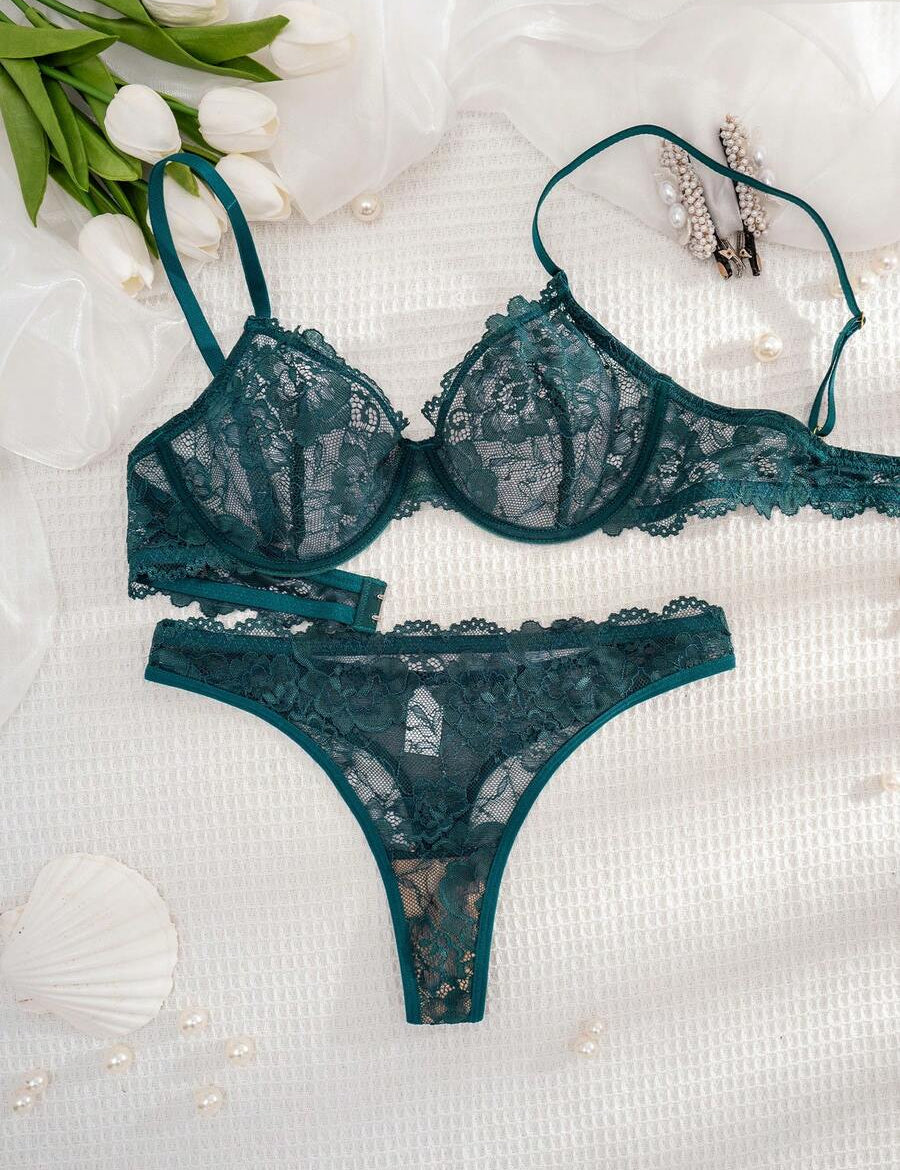 Damen Unterwäsche-Set aus bequemer, drahtloser Spitze