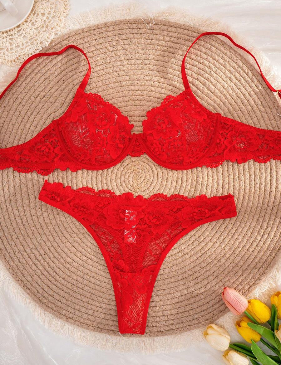 Damen Unterwäsche-Set aus bequemer, drahtloser Spitze