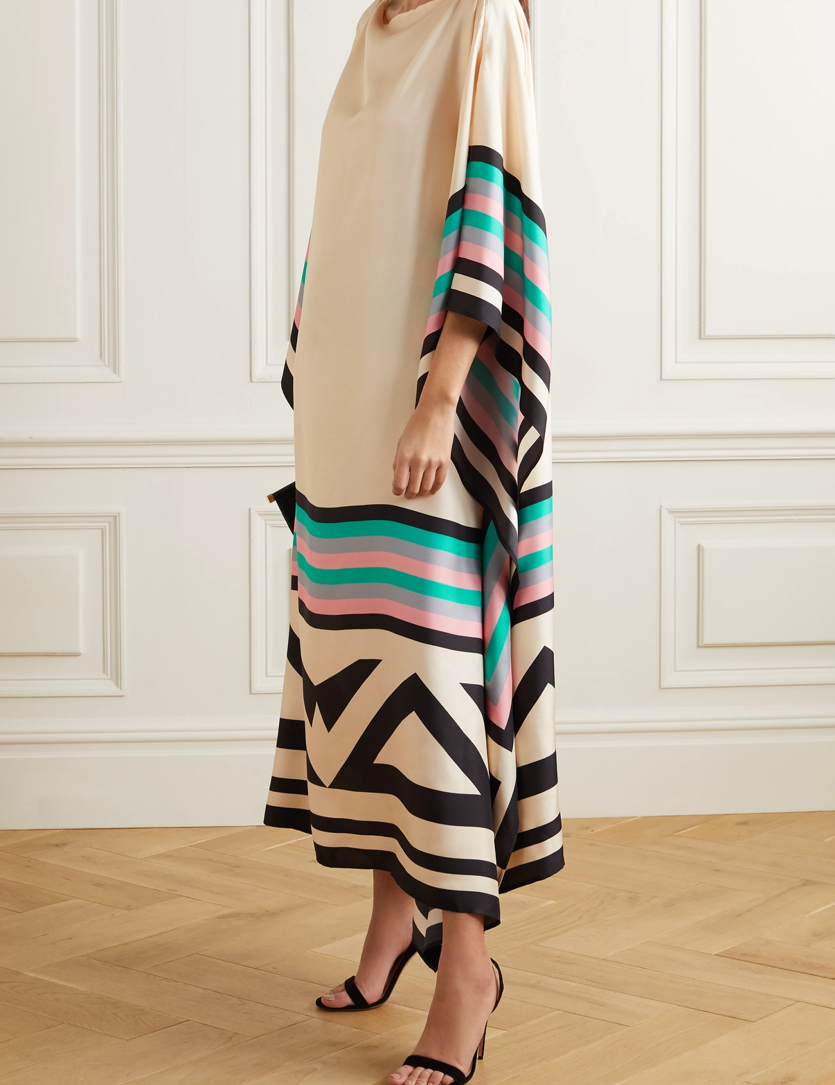 Susan Gestreiftes Patchwork Kleid Mit Druck