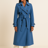 HERBERGER | Eleganter Damen Trenchcoat lang mit Bindegürtel und Knopfleiste