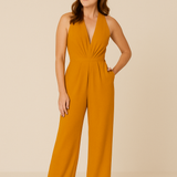 HERBERGER | Damen Jumpsuit ärmellos mit tiefem V-Ausschnitt und weitem Bein