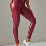 Lederhose mit Tasche hoher Taille