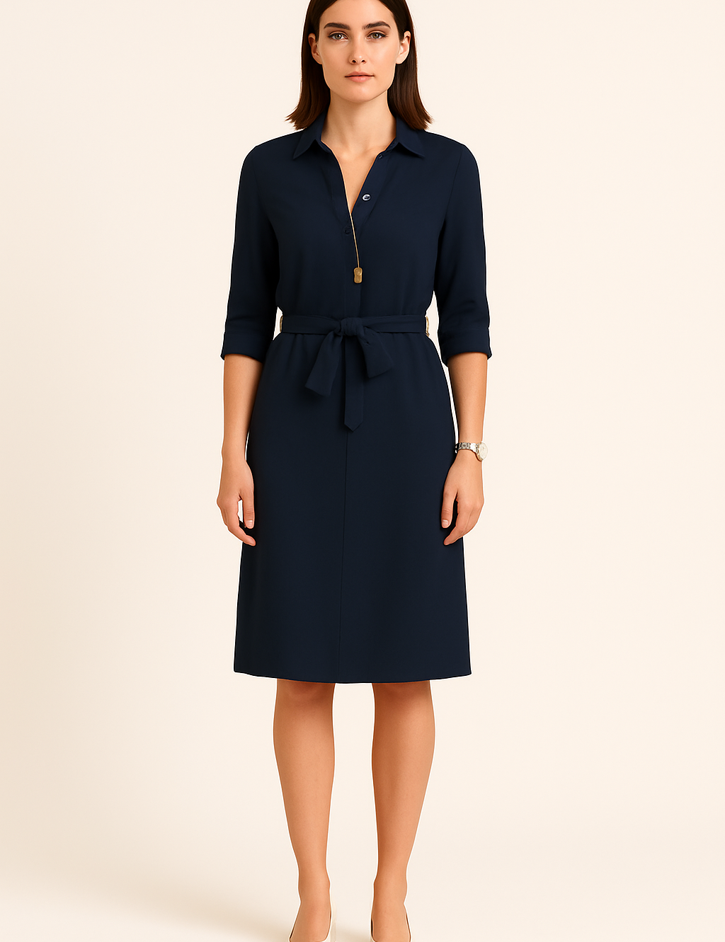 HERBERGER | Festliches Damen Hemdblusenkleid mit Knopfleiste