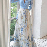 Wunderschönes Maxikleid mit Blumenmuster und V-Ausschnitt