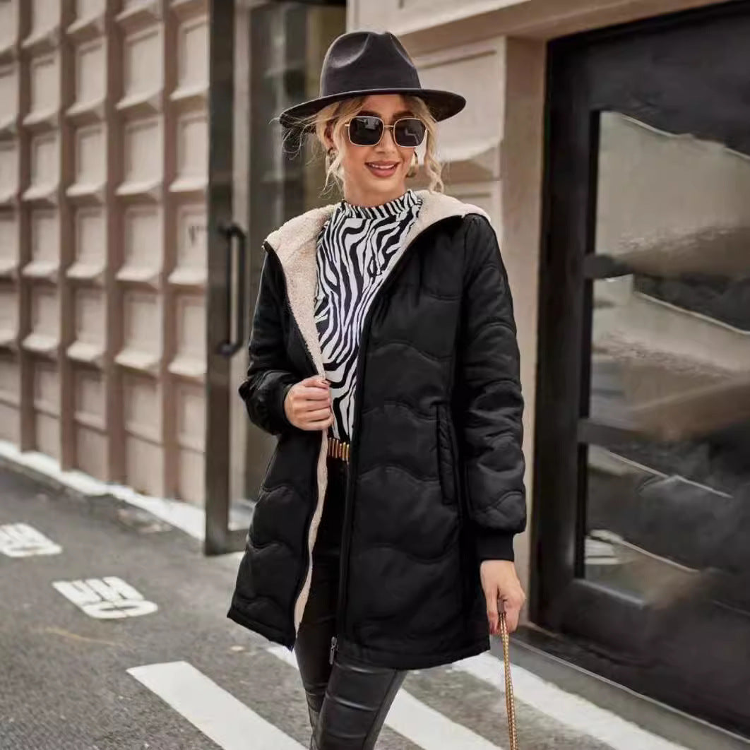 Fleecemantel mit Kapuze