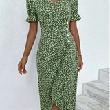 Floragrün Midikleid