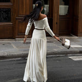 Jasmin Retro-Maxikleid mit Bardot-Ausschnitt