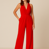 HERBERGER | Damen Jumpsuit ärmellos mit tiefem V-Ausschnitt und weitem Bein