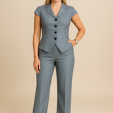 HERBERGER | Damen Zweiteiler mit V-Ausschnitt und Knopfleiste für Büro & Feste