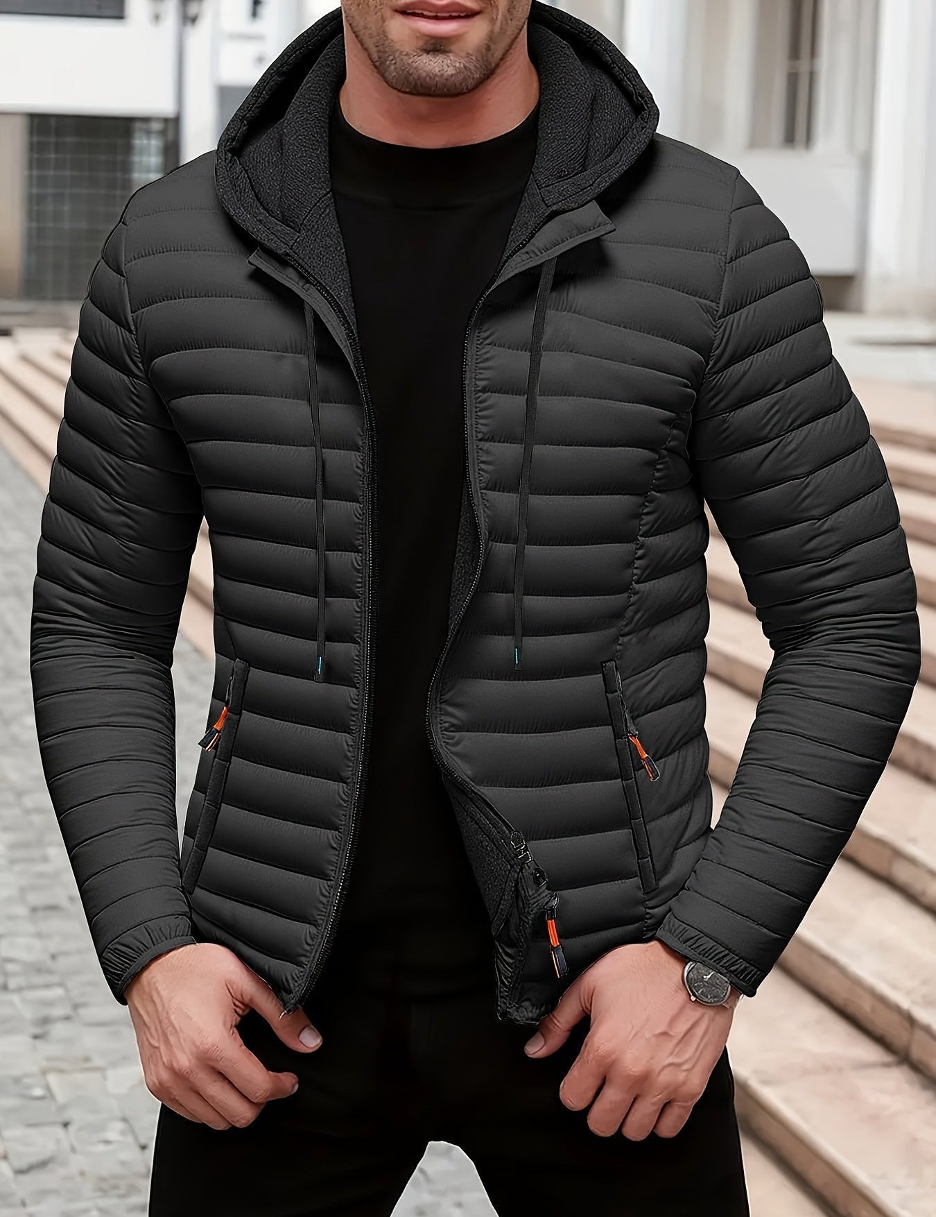 Dielmar™ Gesteppte Kapuzenjacke Mit Frontreissverschluss