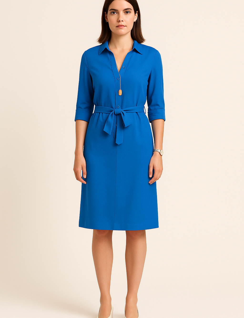 HERBERGER | Festliches Damen Hemdblusenkleid mit Knopfleiste