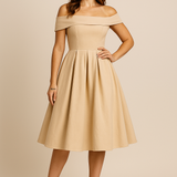 HERBERGER | Damen Schulterfreies A-Linien Kleid, Atmungsaktiv und Stilvoll