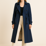 HERBERGER | Eleganter Damen Trenchcoat lang mit Bindegürtel und Knopfleiste