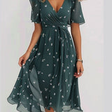 Retrogrünes Midi Kleid