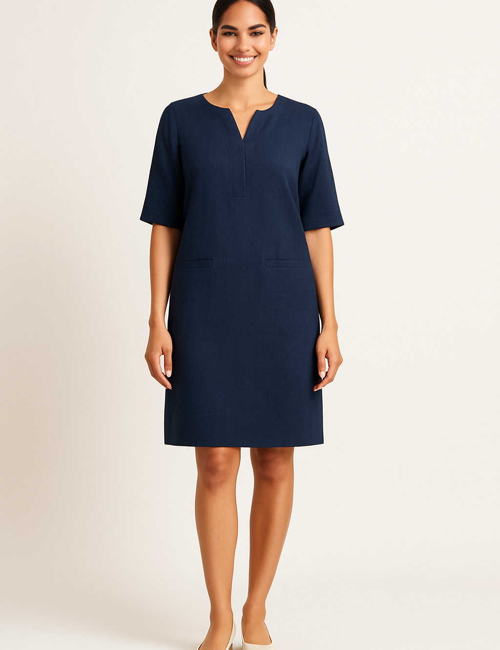 HERBERGER | Sommerliches Damen Kleid in Leinenoptik mit taillierter Passform luftig & leicht