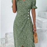 Floragrün Midikleid