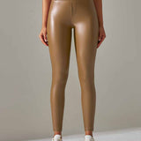 Lederhose mit Tasche hoher Taille