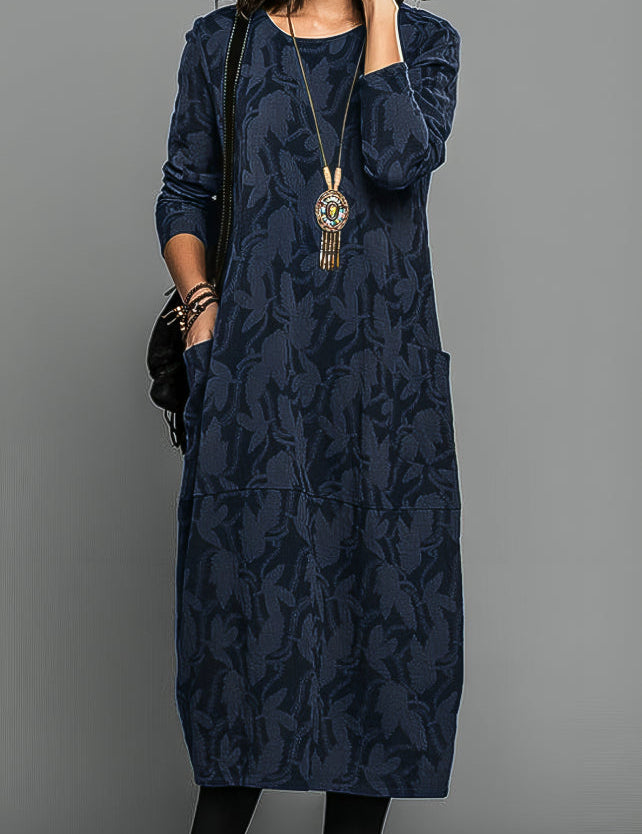 Lässiges Rundhals Winterkleid