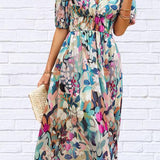 Floraglanz Kurzarmkleid