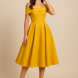 HERBERGER | Damen Schulterfreies A-Linien Kleid, Atmungsaktiv und Stilvoll