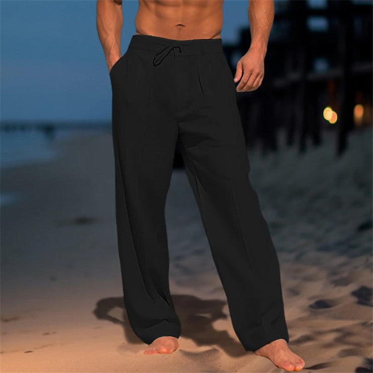 Luca | Herren Leinenhose mit Kordelzug und Faltenfront