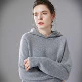 Damen Kaschmir Hoodie dick gestrickt, locker & warm