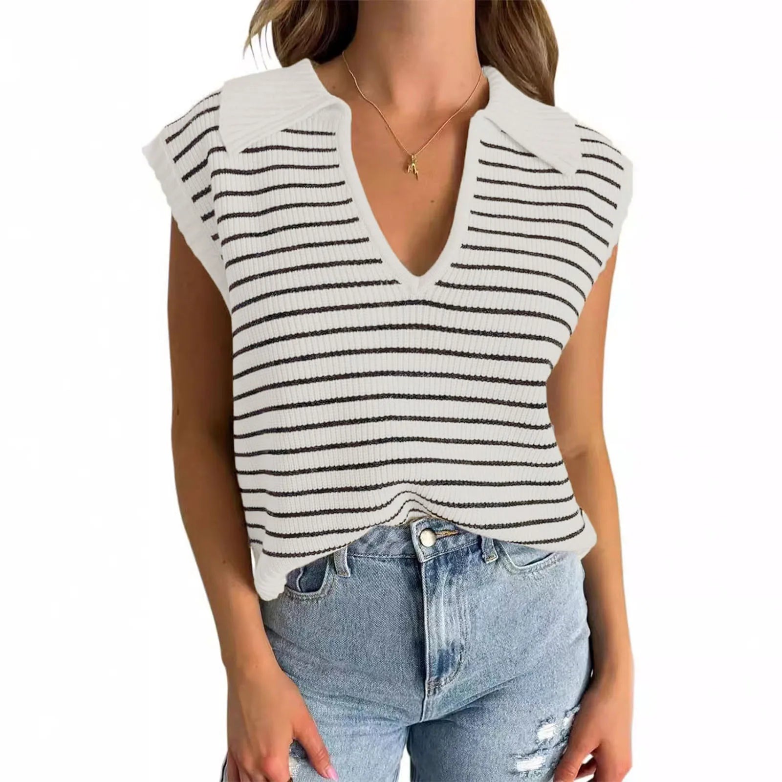 Streifenlauf Damen Stricktop