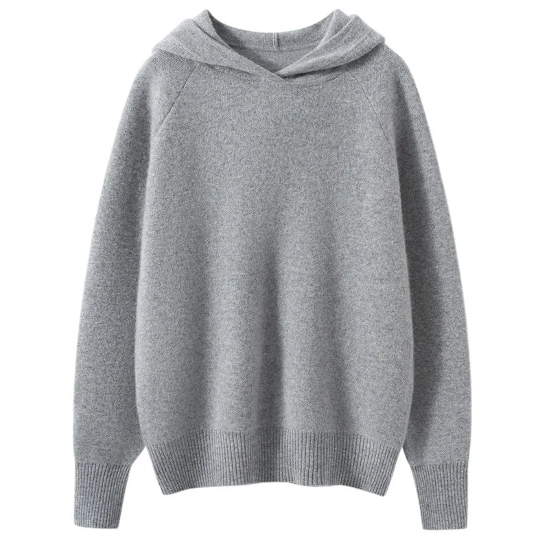 Damen Kaschmir Hoodie dick gestrickt, locker & warm