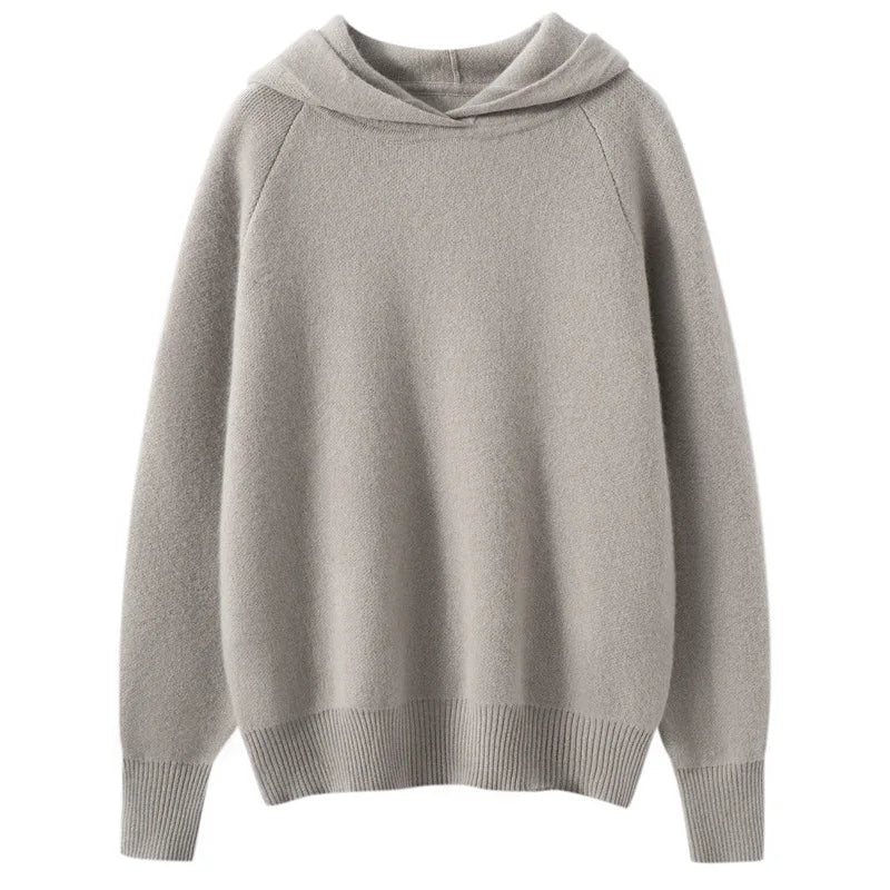 Damen Kaschmir Hoodie dick gestrickt, locker & warm