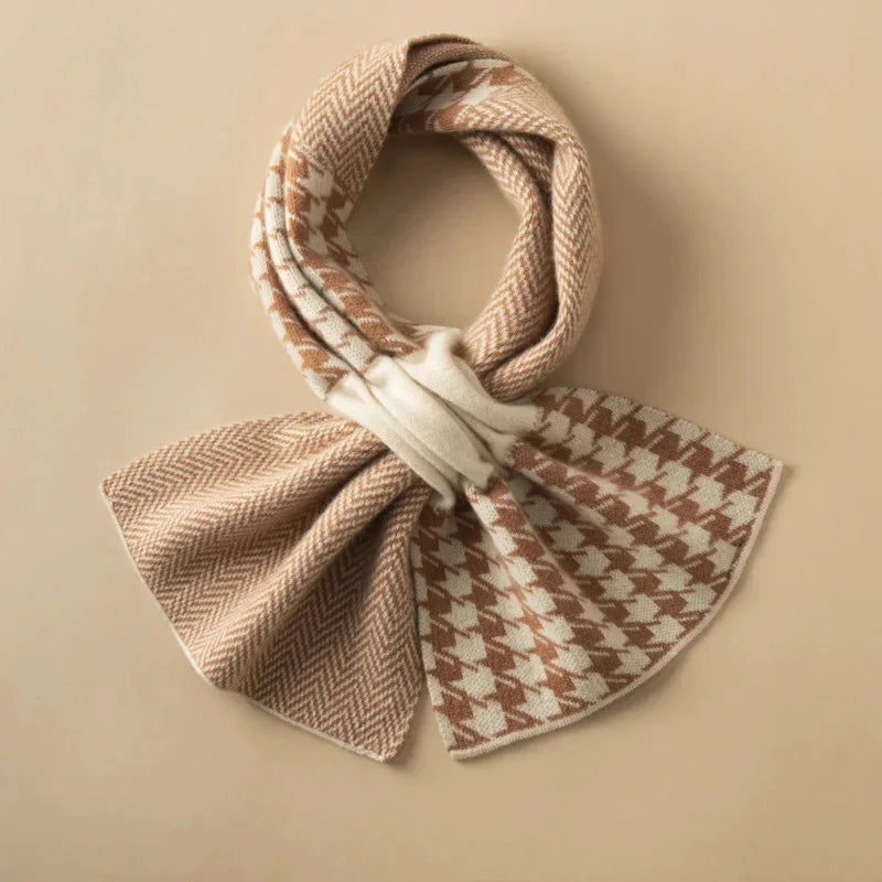 Damen Wollschal mit Hahnentritt Muster