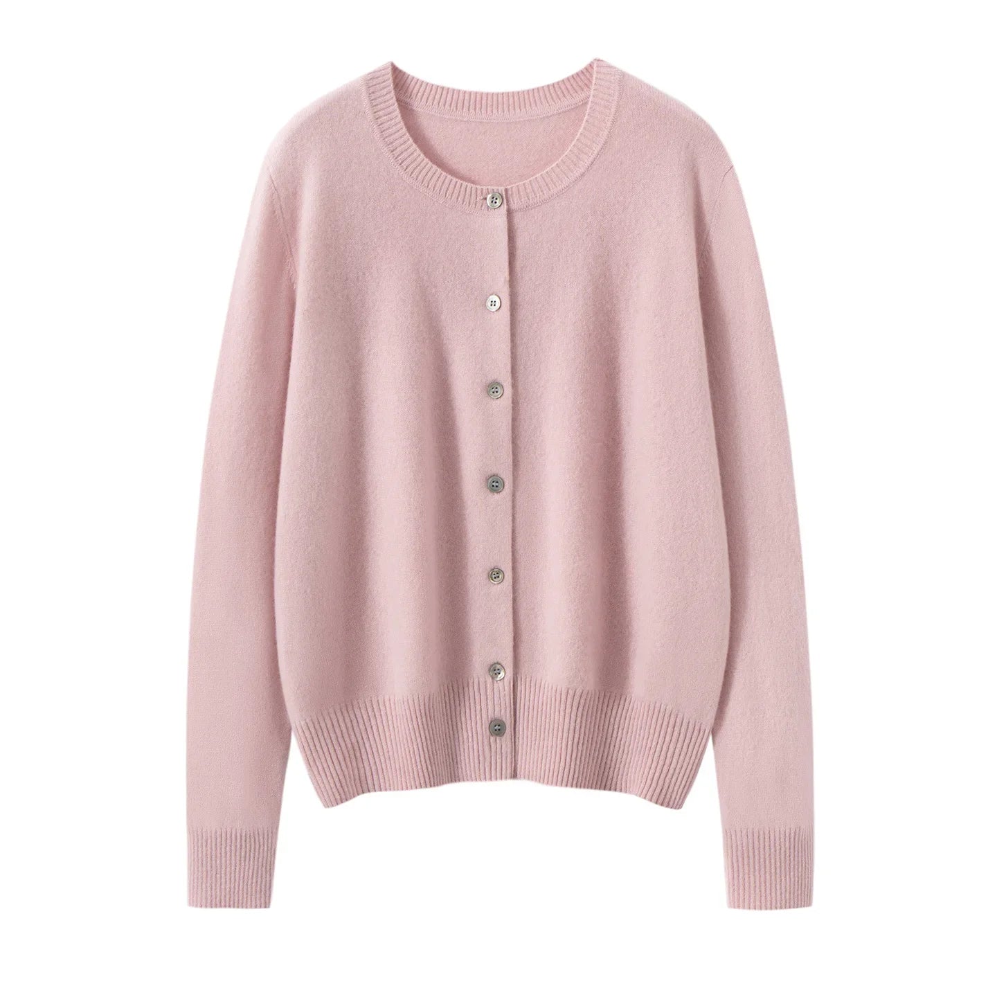 Damenstrickjacke mit Rundhalsausschnitt aus Wolle