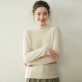 Locker sitzendes Kaschmir-Basic mit Stehkragen