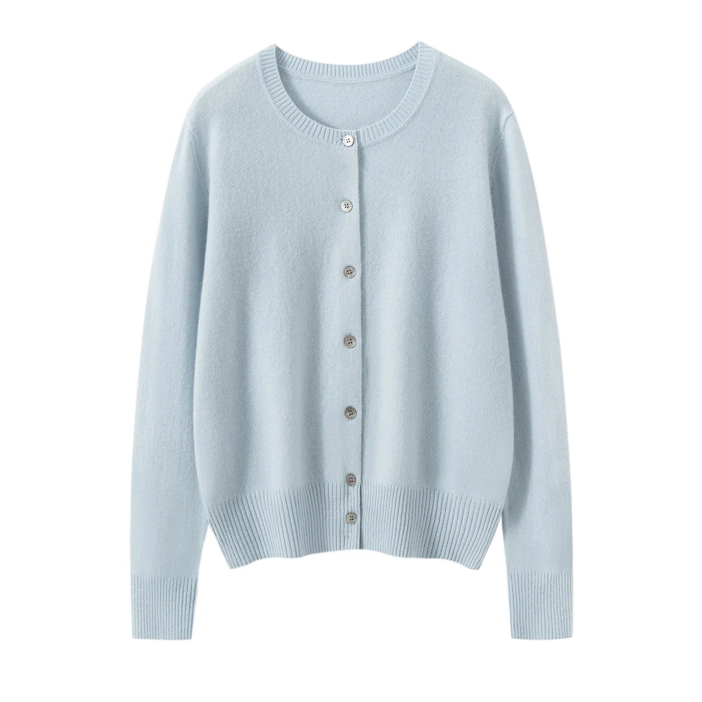 Damenstrickjacke mit Rundhalsausschnitt aus Wolle