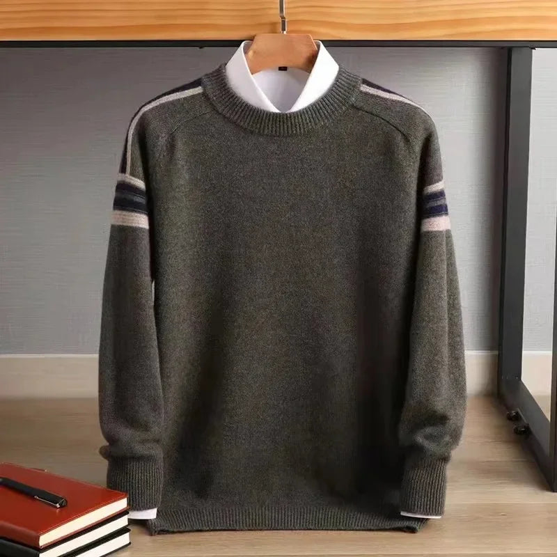 Herren Kaschmirpullover verdickt, locker & warm mit klassischem Rundhals