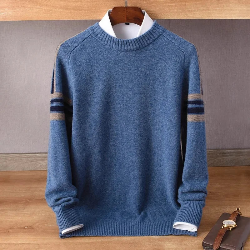Herren Kaschmirpullover verdickt, locker & warm mit klassischem Rundhals