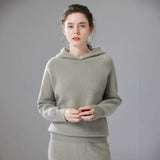 Damen Kaschmir Hoodie dick gestrickt, locker & warm