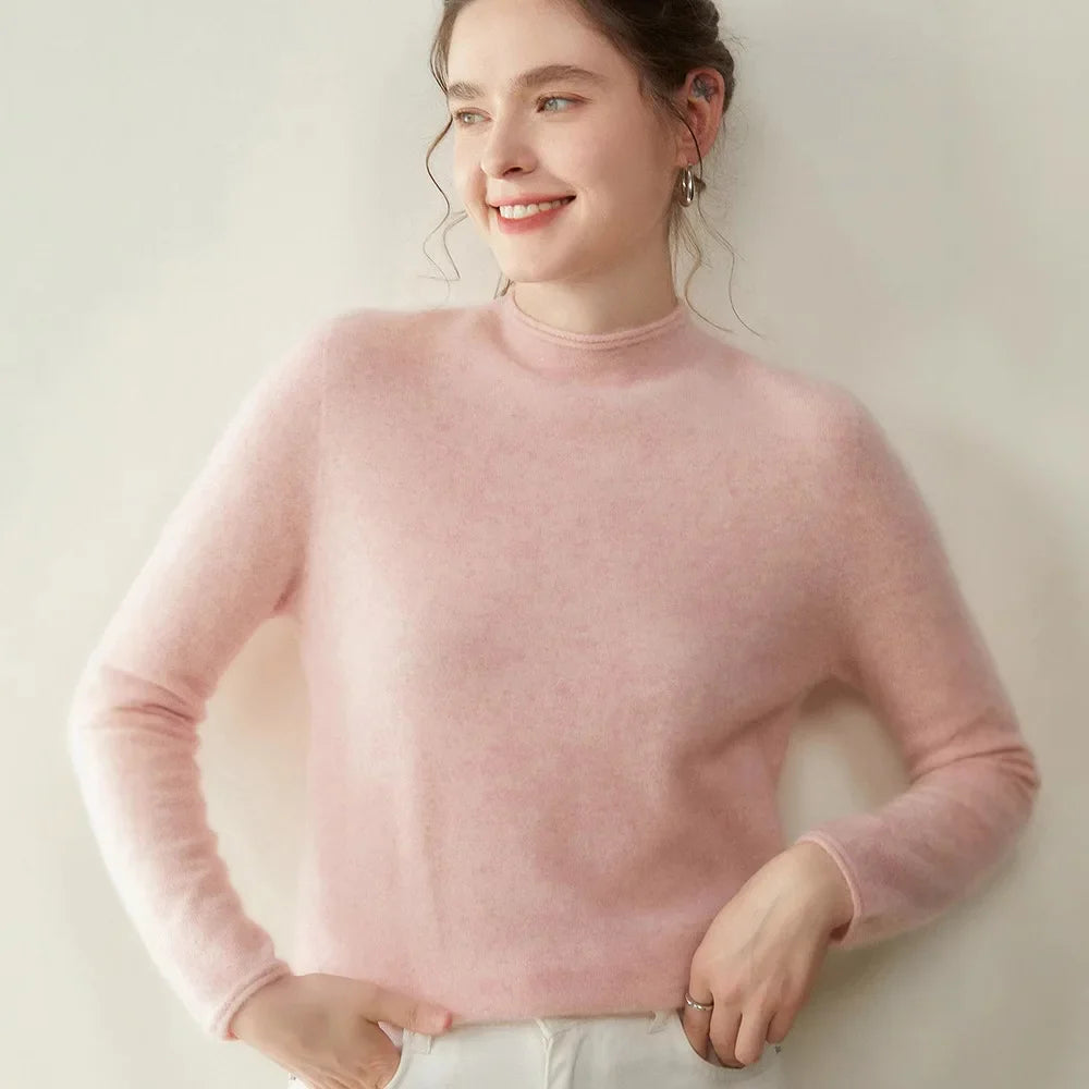 Locker sitzendes Kaschmir-Basic mit Stehkragen