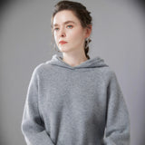Damen Kaschmir Hoodie dick gestrickt, locker & warm