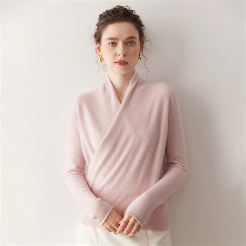 Damen Kaschmir-Mix V-Pullover