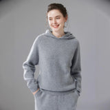 Damen Kaschmir Hoodie dick gestrickt, locker & warm