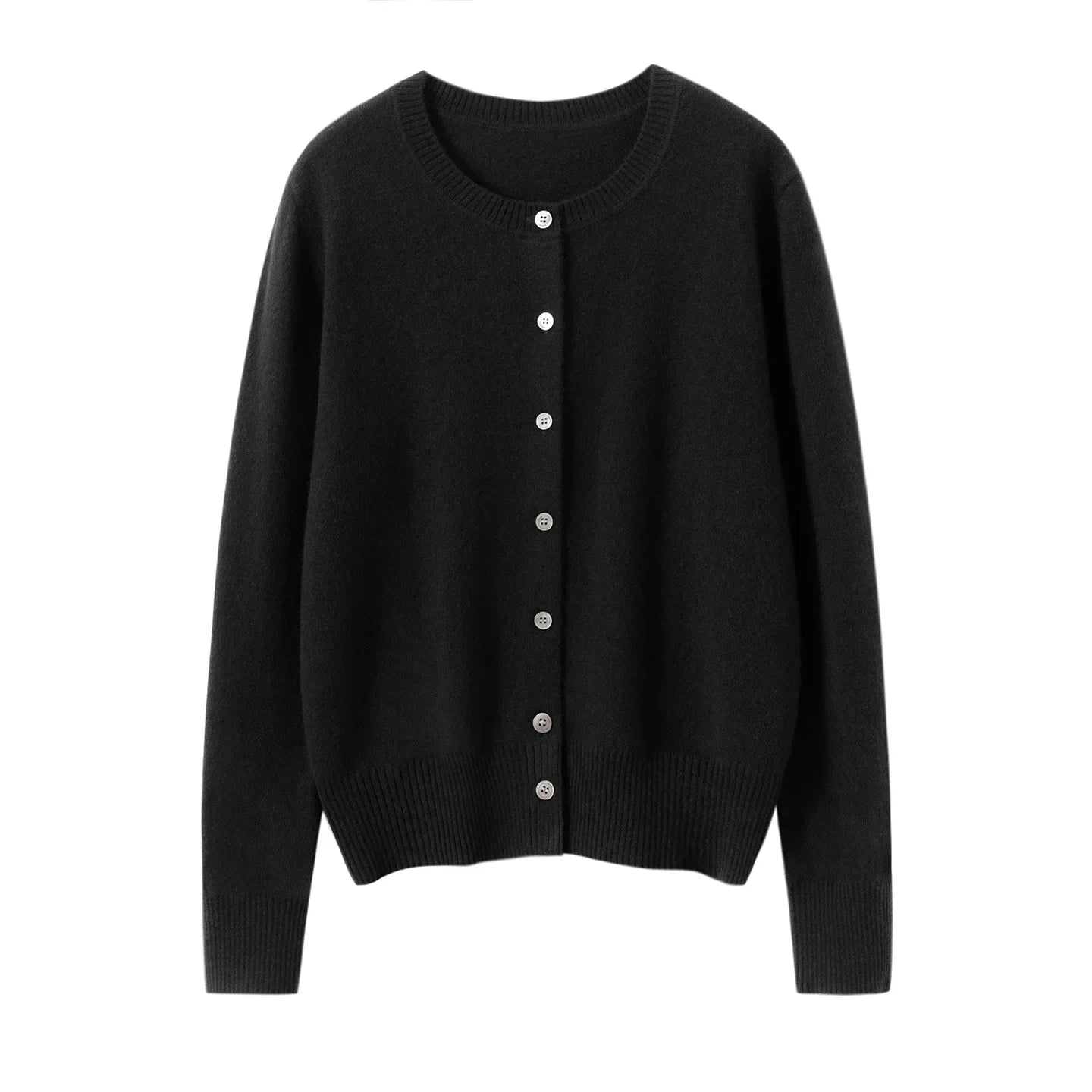 Damenstrickjacke mit Rundhalsausschnitt aus Wolle