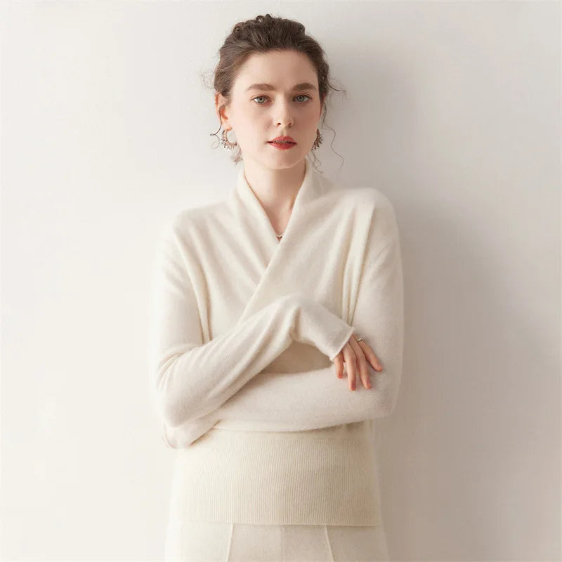 Damen Kaschmir-Mix V-Pullover