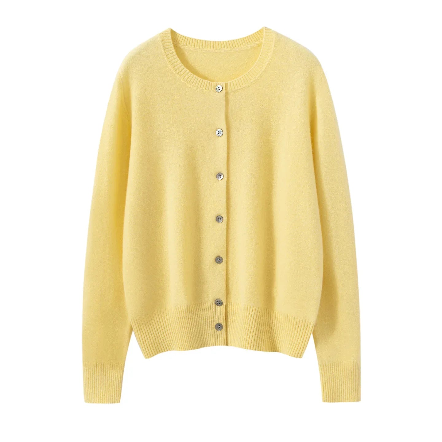 Damenstrickjacke mit Rundhalsausschnitt aus Wolle