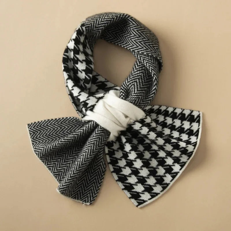 Damen Wollschal mit Hahnentritt Muster